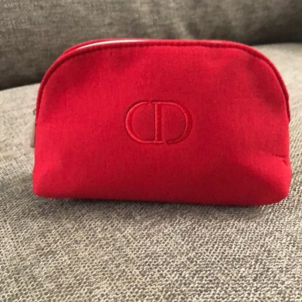 Dior Beauty Makeup Logo Small Luxury Pouch Gift Authentic Red - Picture 4 of 17